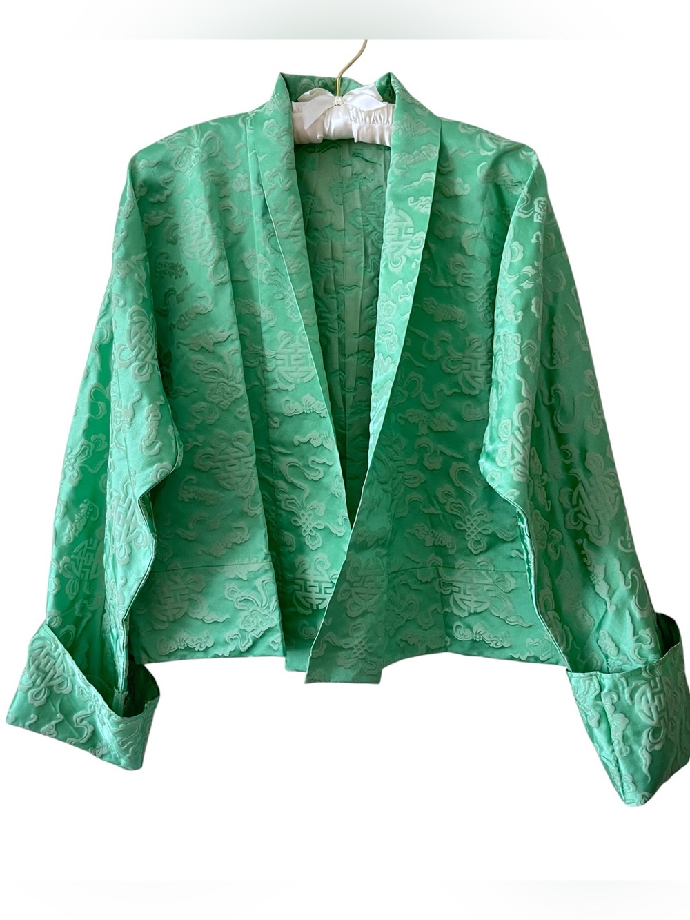 Vintage Chinese Jacquard Brocade Cropped Kimono Jacket